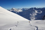 Ski sur le glacier de Tres la Tete, Massif du Mont-Blanc, Haute-savoie, France
