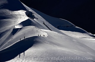 Traversee de l'arete midi-plan, Massif du Mont-Blanc, Haute-savoie, France