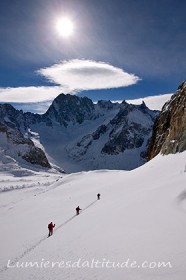 Face aux Grandes Jorasses, Massif du Mont-Blanc, Haute-savoie, France