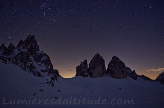 Les Tre Cime di Lavaredo de nuit, Dolomites