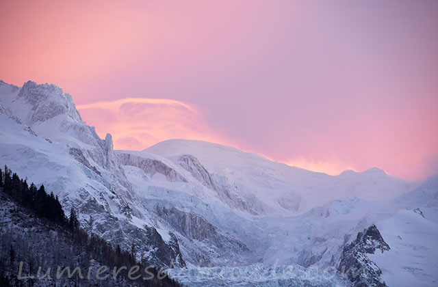 Couchant rose sur le Mont-Blanc, Chamonix, France
