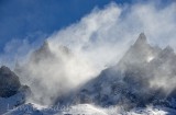 Tempete de vent et de neige sur les aiguilles de Chamonix