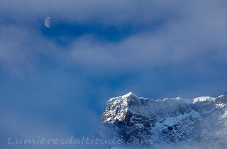 Lever de lune sur le Breithorn, Valais