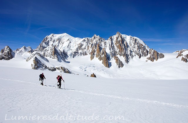 Ski de randonnee, glacier du Geant, Massif du Mont-Blanc, Haute-savoie, France