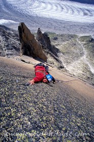 Escalade rocheuse de l'aiguille du moine, Massif du Mont-Blanc, Haute-savoie, France