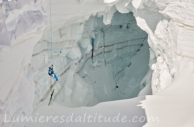 Dans les crevasses du glacier du Geant, Chamonix