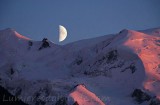 Lever de lune sur le refuge Vallot, Mont-Blanc